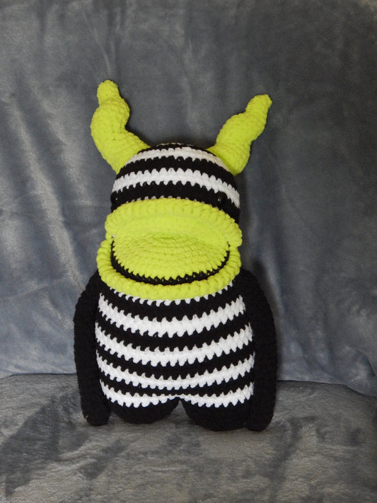 Crochet Monster Plush (Black, White and Green)